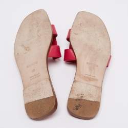 Pre Owned Hermes Pink Leather Oran Slide Sandals Size 38