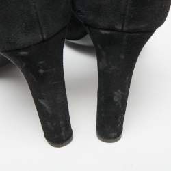 Hermes Black Suede And Glitter Embellished Krystal Ankle Strap Sandals Size 39