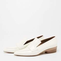 Hermes Off White Patent Leather Loafers Size 40