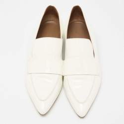 Hermes Off White Patent Leather Loafers Size 40