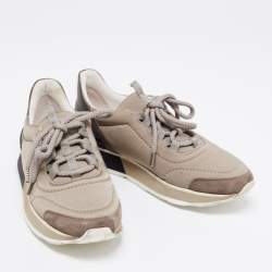 Hermes Tri Color Fabric, Suede and Leather Miles Low-Top Sneakers Size 37
