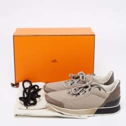 Hermes Tri Color Fabric, Suede and Leather Miles Low-Top Sneakers Size 37