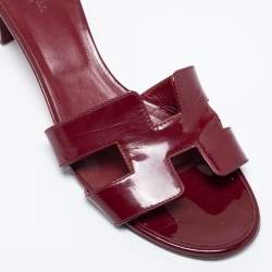 Hermes Red Patent Leather Oasis  Sandals Size 39.5