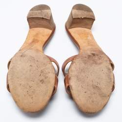 Pre Owned Hermes Brown Leather Oasis Sandals Size 39.5