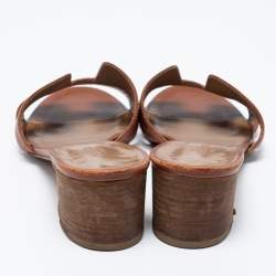 Pre Owned Hermes Brown Leather Oasis Sandals Size 39.5