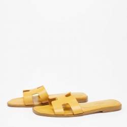 Hermès Yellow Leather Oran Flat Sandals Size 36