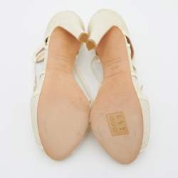 Hermes Cream Python Peep Toe Ankle Strap Sandals Size 36.5