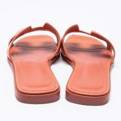 Hermes Peach Leather  Oran Sandals Size 36 