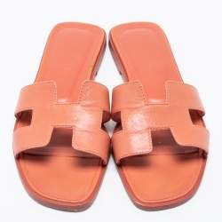 Hermes Peach Leather  Oran Sandals Size 36 