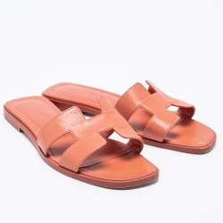 Hermes Peach Leather  Oran Sandals Size 36 