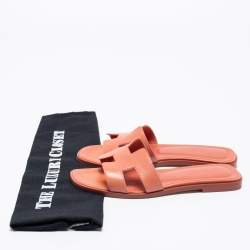 Hermes Peach Leather  Oran Sandals Size 36 