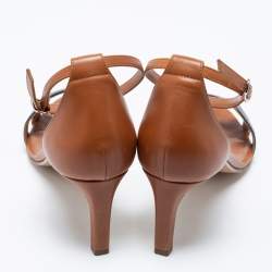 Hermès Brown/Black Leather Premiere Sandals Size 39