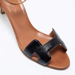Hermès Brown/Black Leather Premiere Sandals Size 39