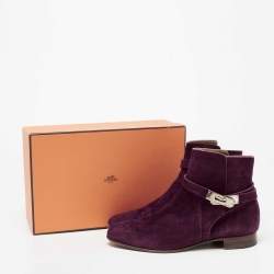 Hermes Purple Suede Neo Ankle Boots Size 38