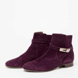 Hermes Purple Suede Neo Ankle Boots Size 38
