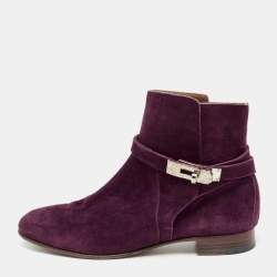 Hermes Purple Suede Neo Ankle Boots Size 38