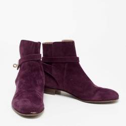 Hermes Purple Suede Neo Ankle Boots Size 38