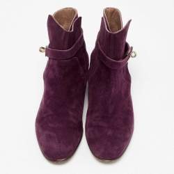 Hermes Purple Suede Neo Ankle Boots Size 38