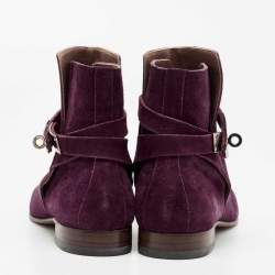 Hermes Purple Suede Neo Ankle Boots Size 38