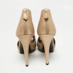 Hermes Metallic Gold Leather Peep Toe Platform Sandals Size 39
