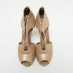 Hermes Metallic Gold Leather Peep Toe Platform Sandals Size 39