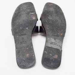 Pre Owned Hermes Black Leather Oran Flats Size 37