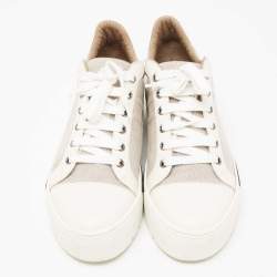 Pre Owned Hermes Cream Leather And Canvas Voltage Sneakers Size 39