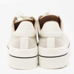 Pre Owned Hermes Cream Leather And Canvas Voltage Sneakers Size 39