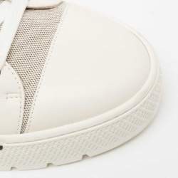 Pre Owned Hermes Cream Leather And Canvas Voltage Sneakers Size 39