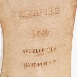 Hermes Rose Gold Leather Oasis Slide Sandals Size 39.5