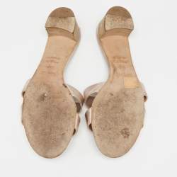 Hermes Rose Gold Leather Oasis Slide Sandals Size 39.5