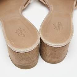 Hermes Rose Gold Leather Oasis Slide Sandals Size 39.5