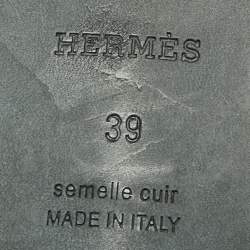 Pre Owned Hermes Brown Glitter Embellished Oran Flat Sandals Size 39