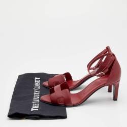 Hermes Red Leather Premiere Ankle Strap Sandals Size 37