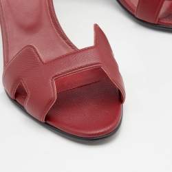 Hermes Red Leather Premiere Ankle Strap Sandals Size 37
