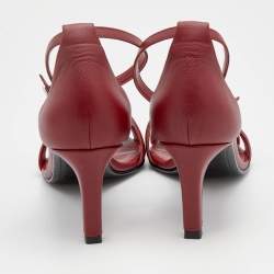 Hermes Red Leather Premiere Ankle Strap Sandals Size 37