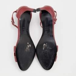 Hermes Red Leather Premiere Ankle Strap Sandals Size 37