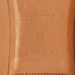 Hermes Brown Leather Liberty Ballet Flats Size 40