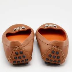 Hermes Brown Leather Liberty Ballet Flats Size 40