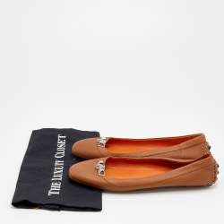 Hermes Brown Leather Liberty Ballet Flats Size 40