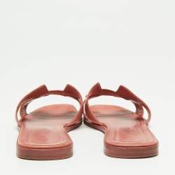 Hermes Pink Leather Oran Flat Slides Size 40