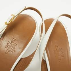 Hermes White Leather Night Slingback Sandals Size 38