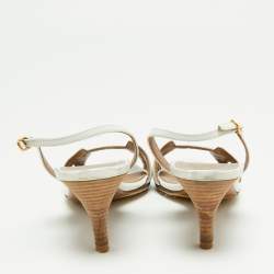 Hermes White Leather Night Slingback Sandals Size 38