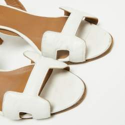 Hermes White Leather Night Slingback Sandals Size 38