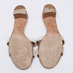 Hermes White Leather Oasis Slide Sandals Size 41