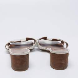 Hermes White Leather Oasis Slide Sandals Size 41