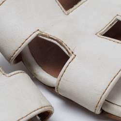 Hermes White Leather Oasis Slide Sandals Size 41