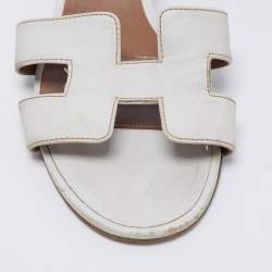 Hermes White Leather Oasis Slide Sandals Size 41
