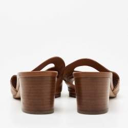 Pre Owned Hermes Brown Leather Mona Sandals Size 41