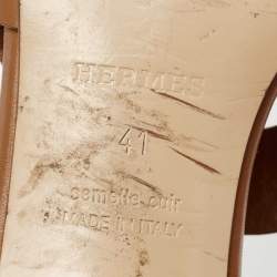 Pre Owned Hermes Brown Leather Mona Sandals Size 41